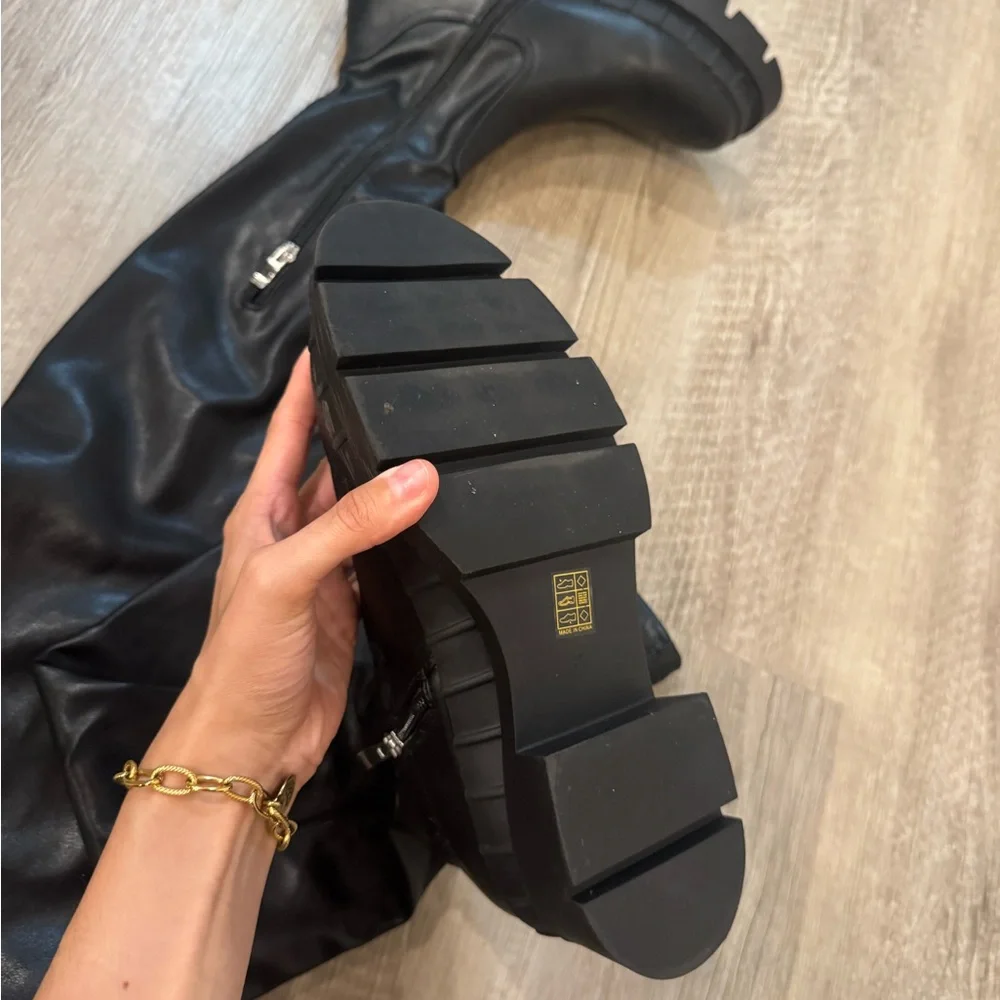 Women’s over the knee vegan leather boots - Picture 2 of 2